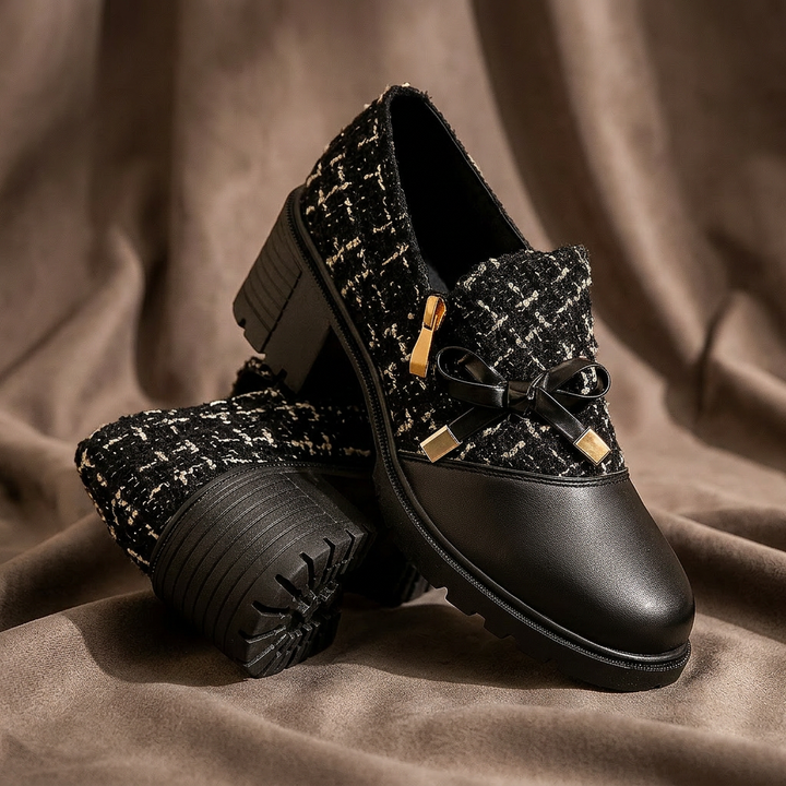 Chantel Tweed Loafers - Midnight Black