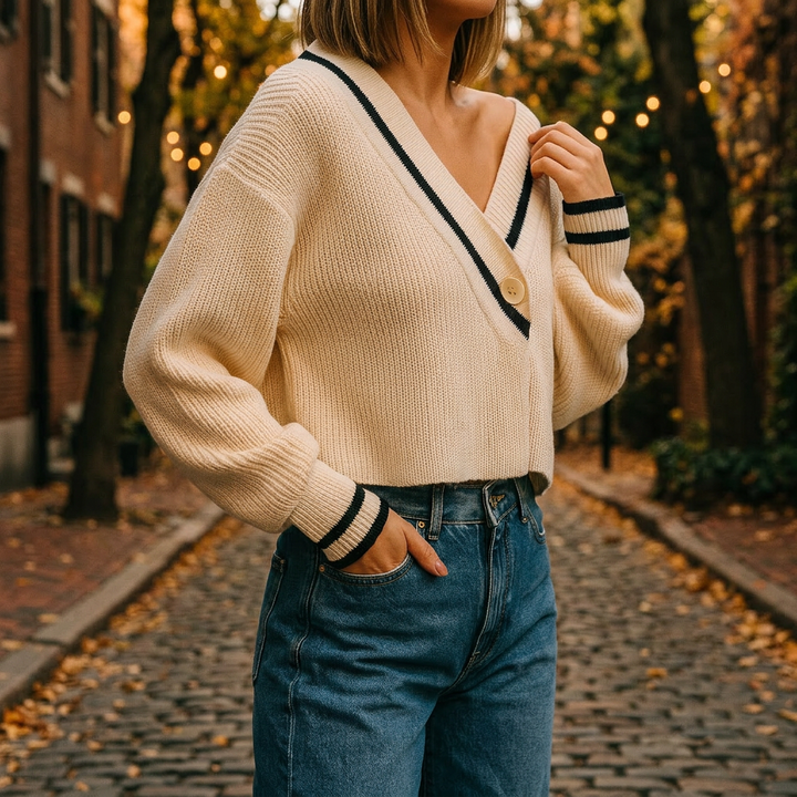 Leah Cropped Sweater - white