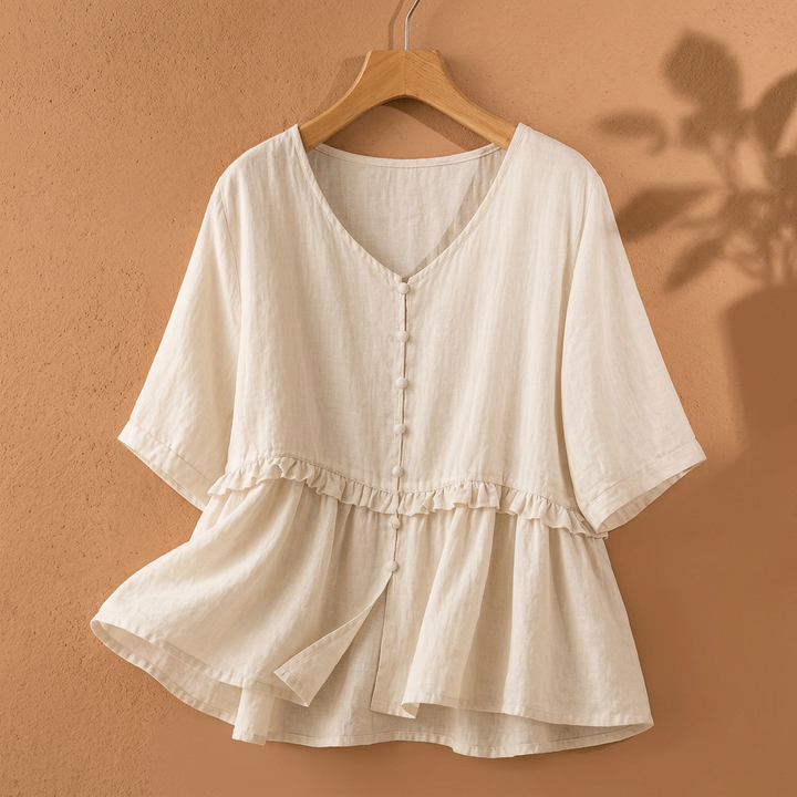 LAINEY JANE LINEN BLOUSE - Apricot