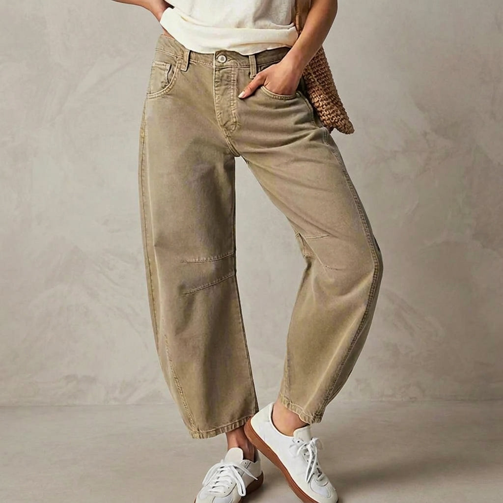 BOERUM HILL BARREL-CUT JEANS - khaki