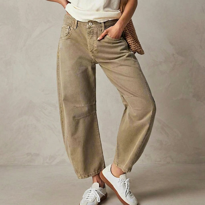 BOERUM HILL BARREL-CUT JEANS - khaki