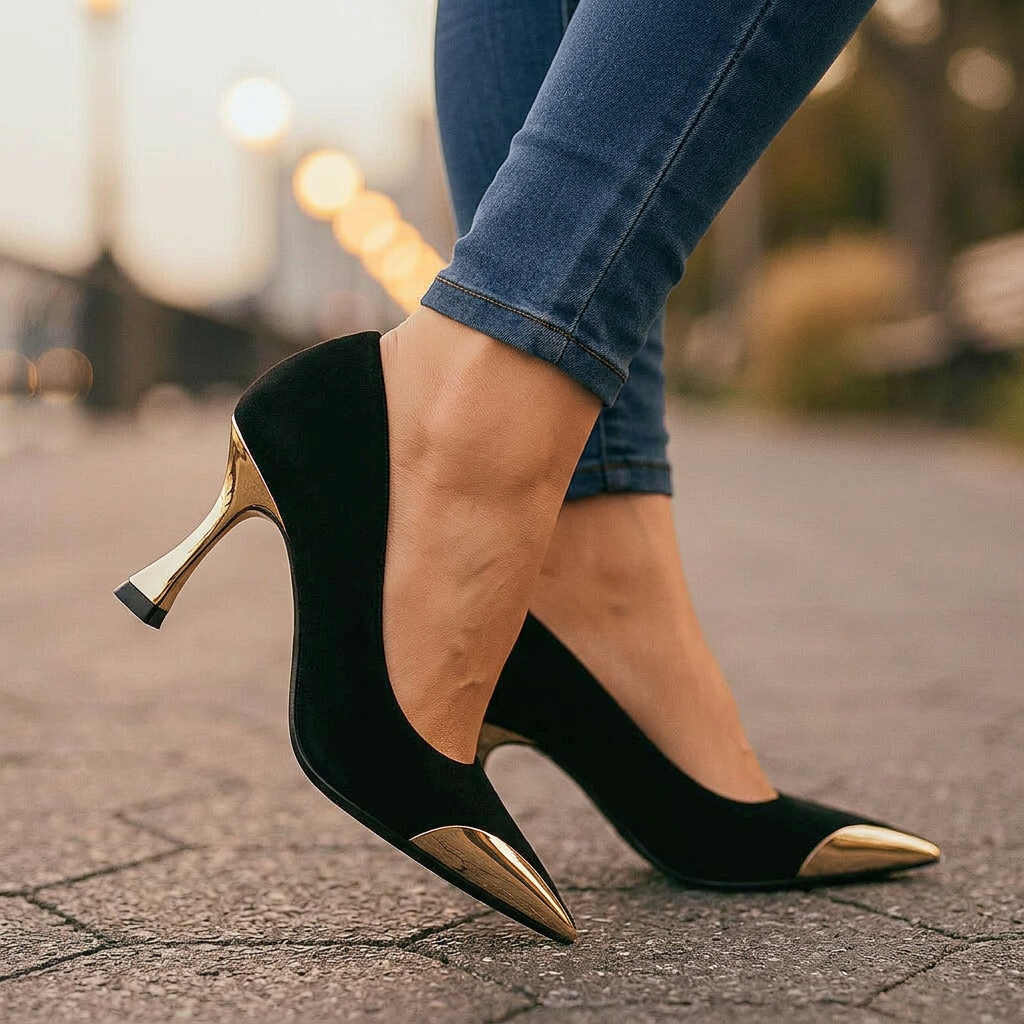 AVELINE GOLD-POINT PUMPS - Classic Black