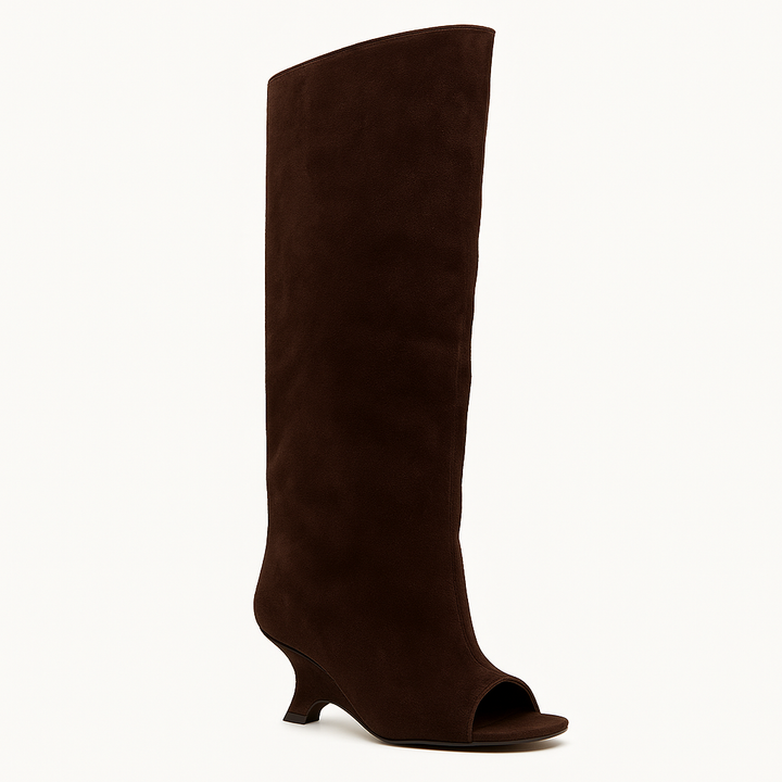 Peep-Toe High Heel Knee Boots