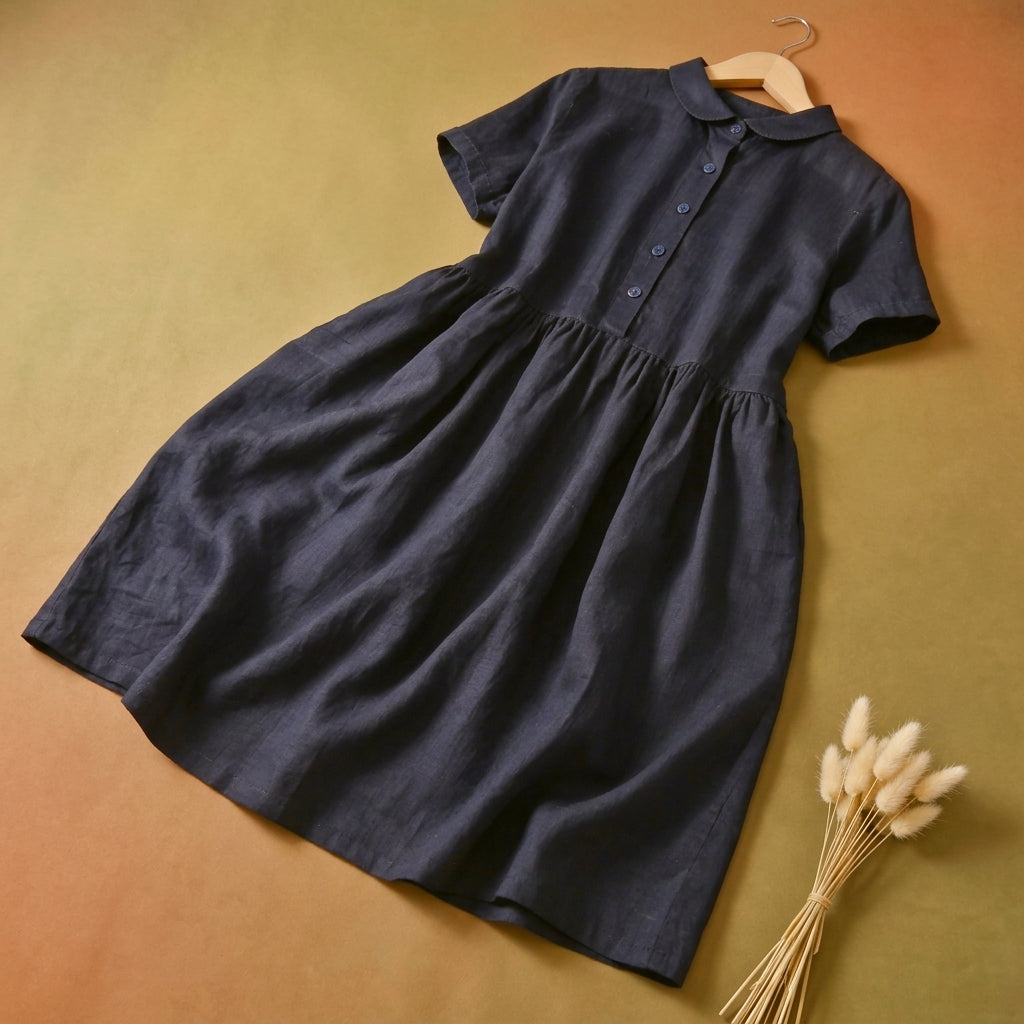 LYLA BELLE LINEN DRESS - Classic Black