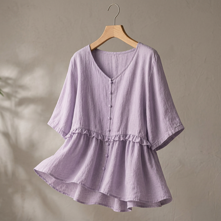 LAINEY JANE LINEN BLOUSE - Lavender