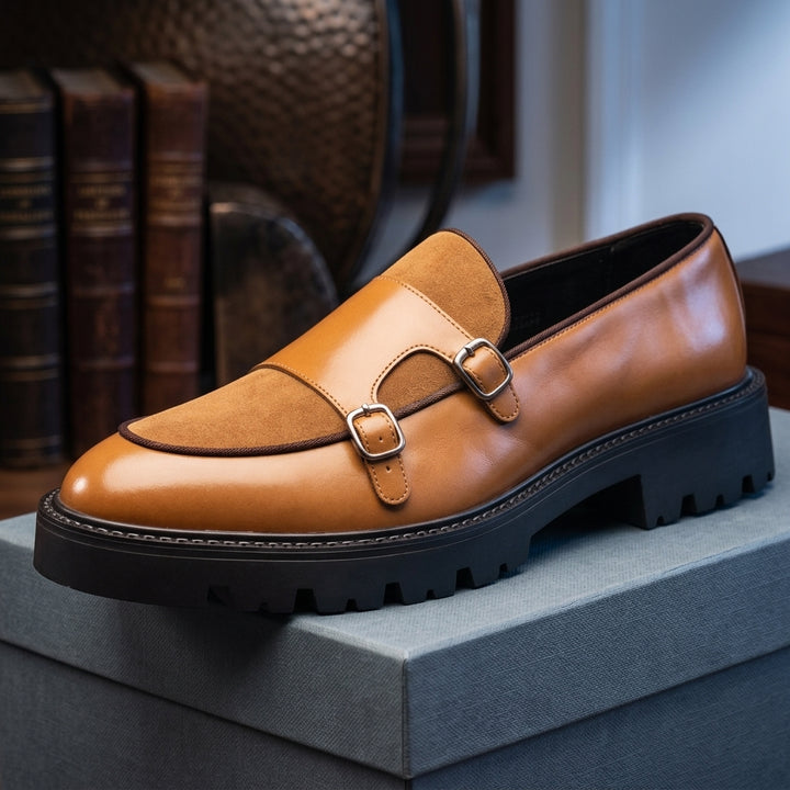 Montaro Genuine Leather Lug Derbies - Light Brown