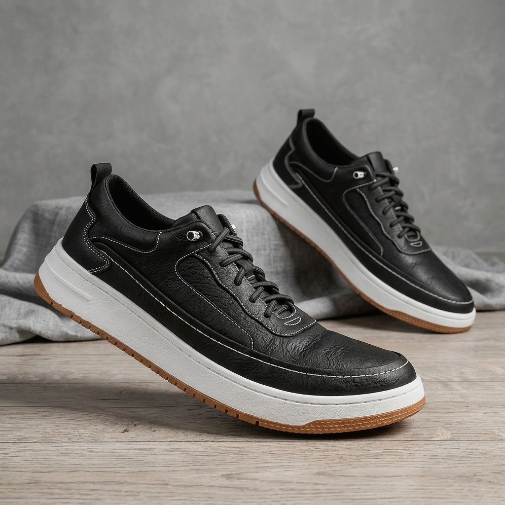 WALKER BROOKS LEATHER SNEAKERS - Black