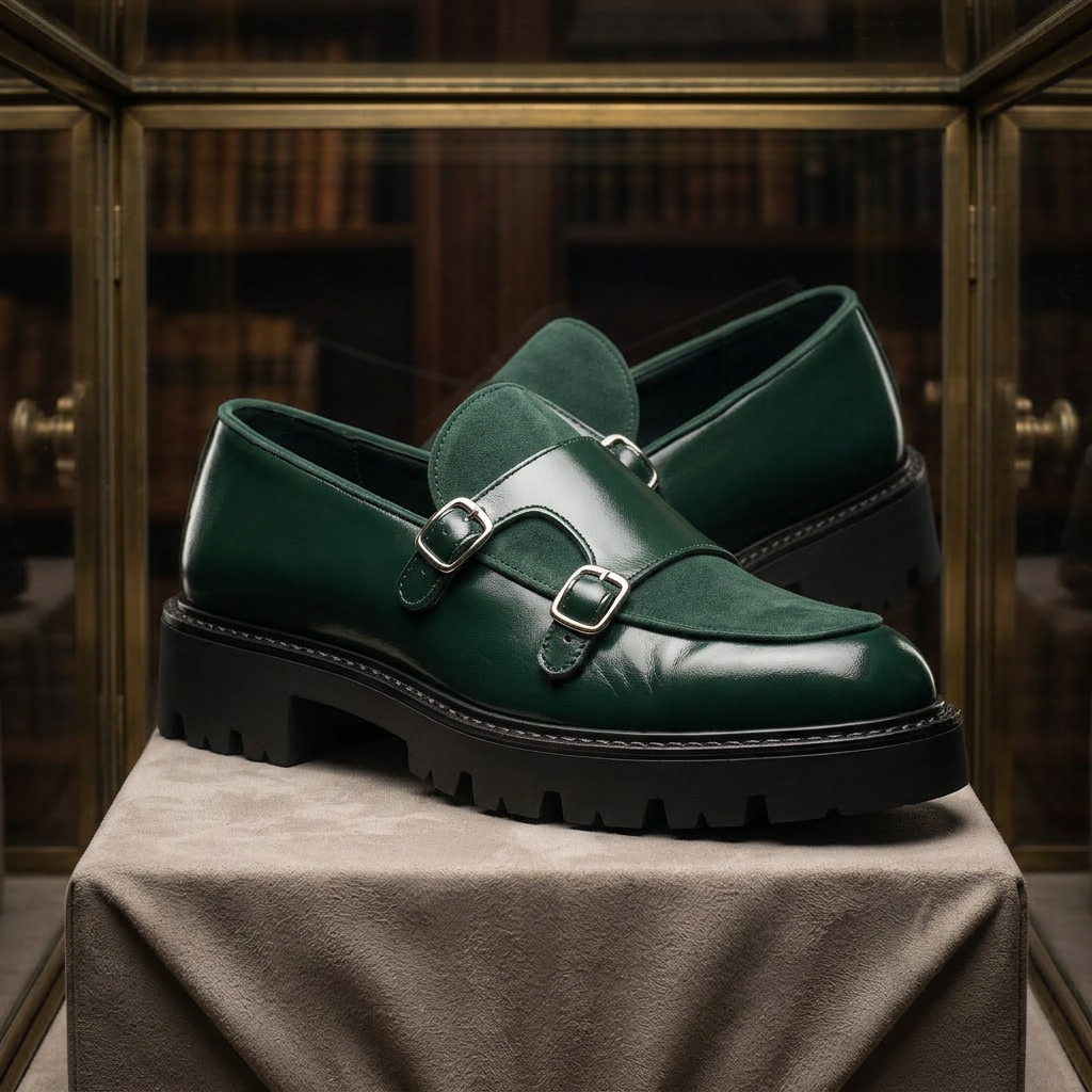 Montaro Genuine Leather Lug Derbies - green