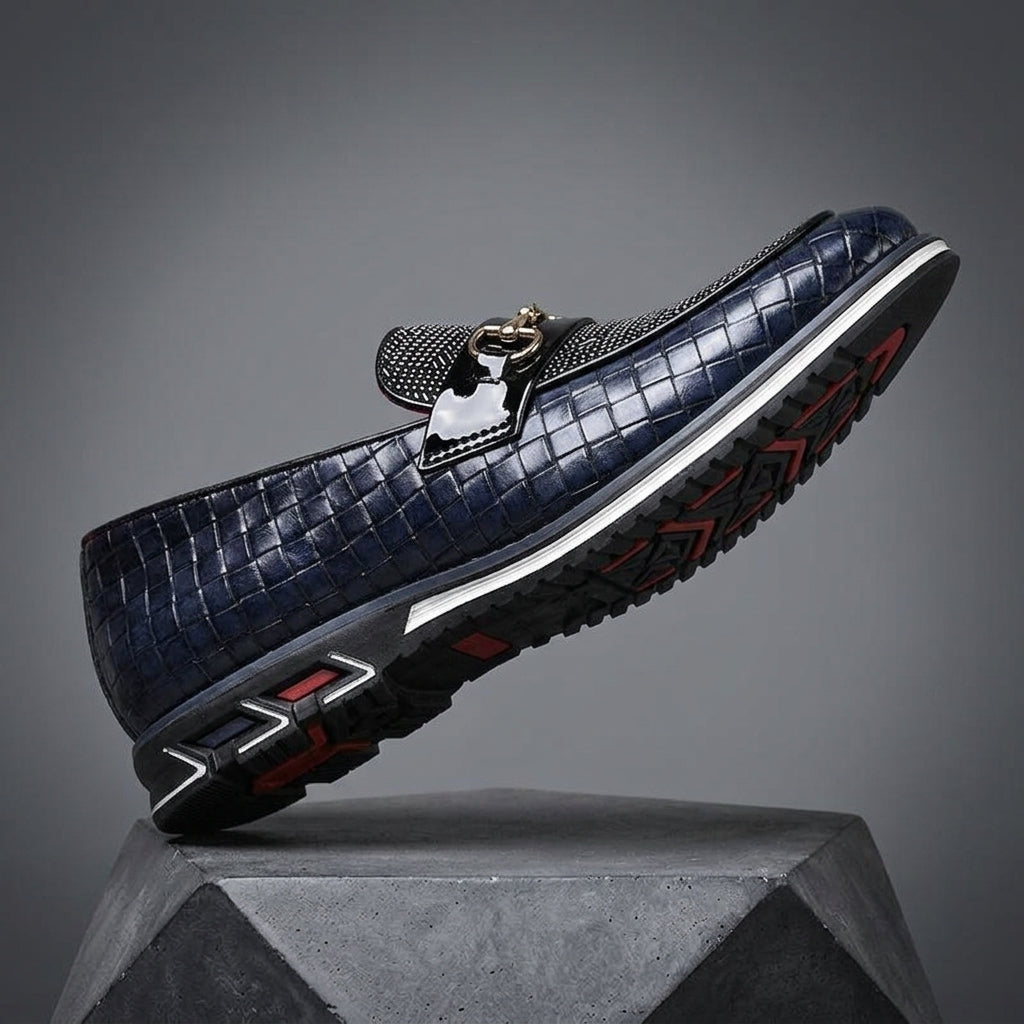 Nico Valenti Woven Loafers - Blue and White