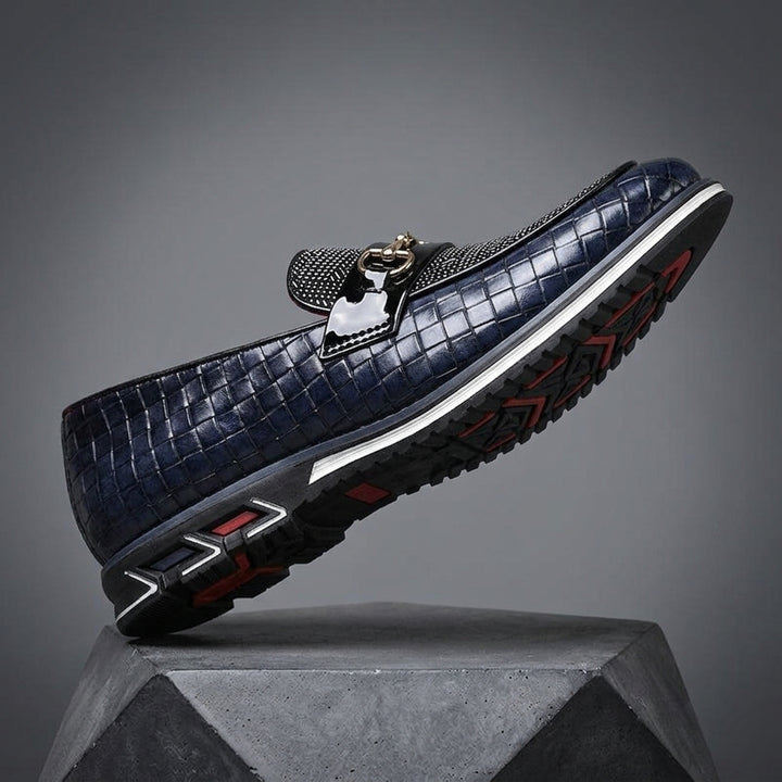 Nico Valenti Woven Loafers - Blue and White