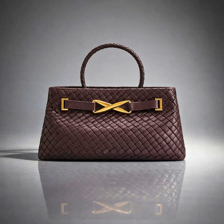 CAMILLE WOVEN SATCHEL - wine red