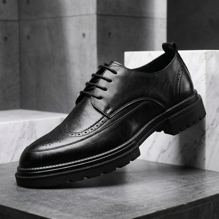 Vincenzo Genuine Leather Derbies - Black