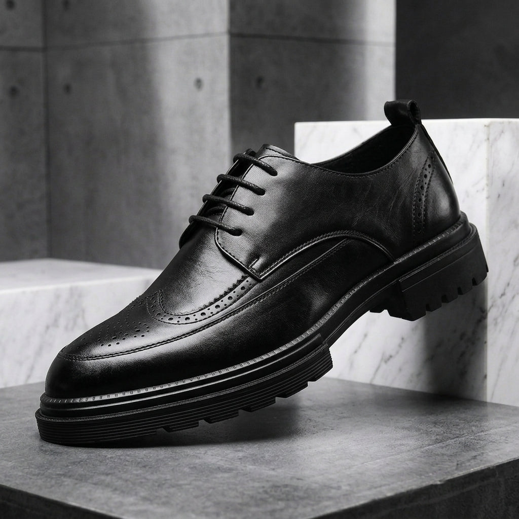 Vincenzo Genuine Leather Derbies - black