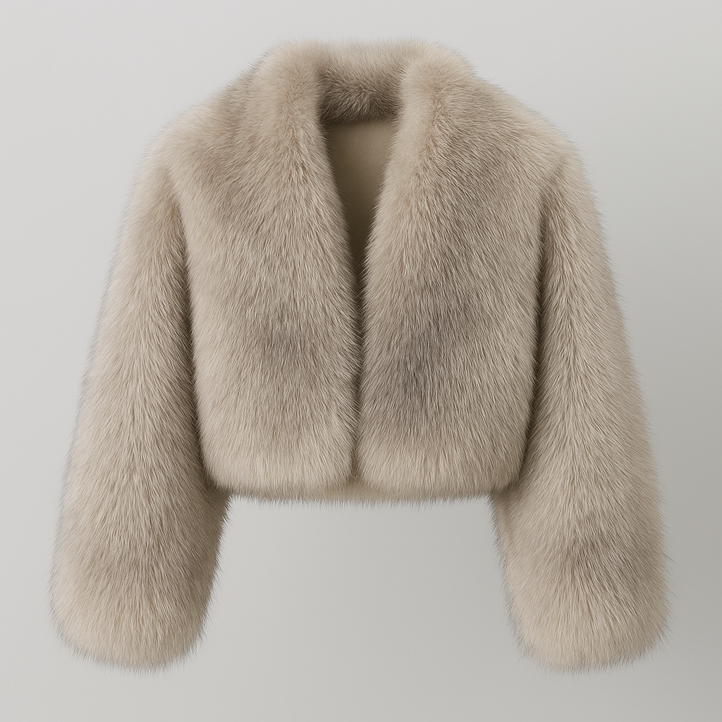 Gradient Cropped Faux Fur Coat