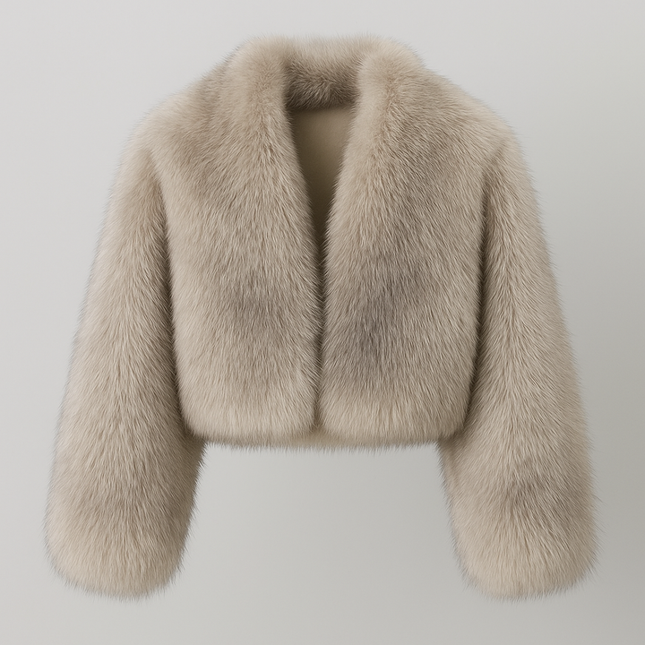 Gradient Cropped Faux Fur Coat