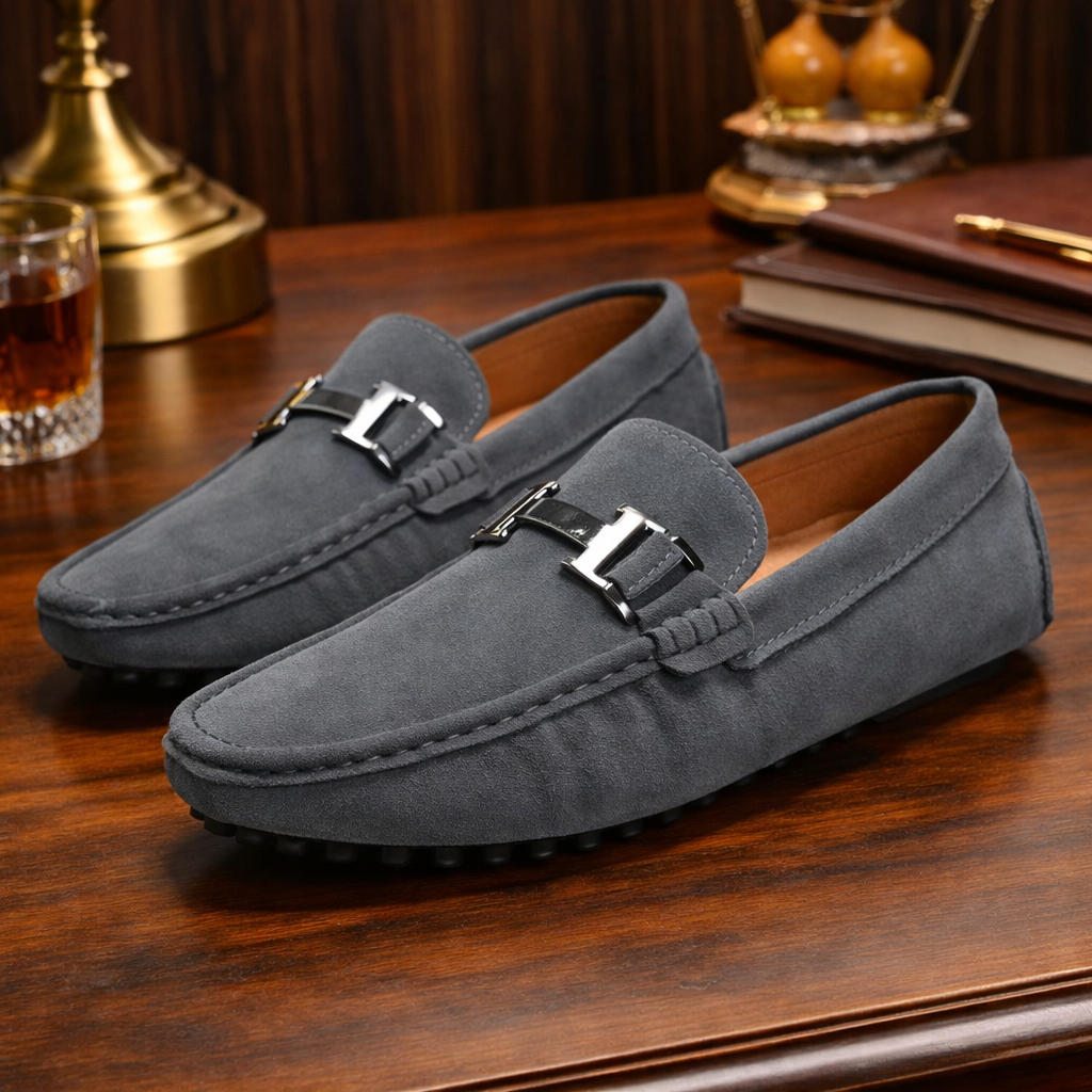 Midnight Suede Metal Loafers